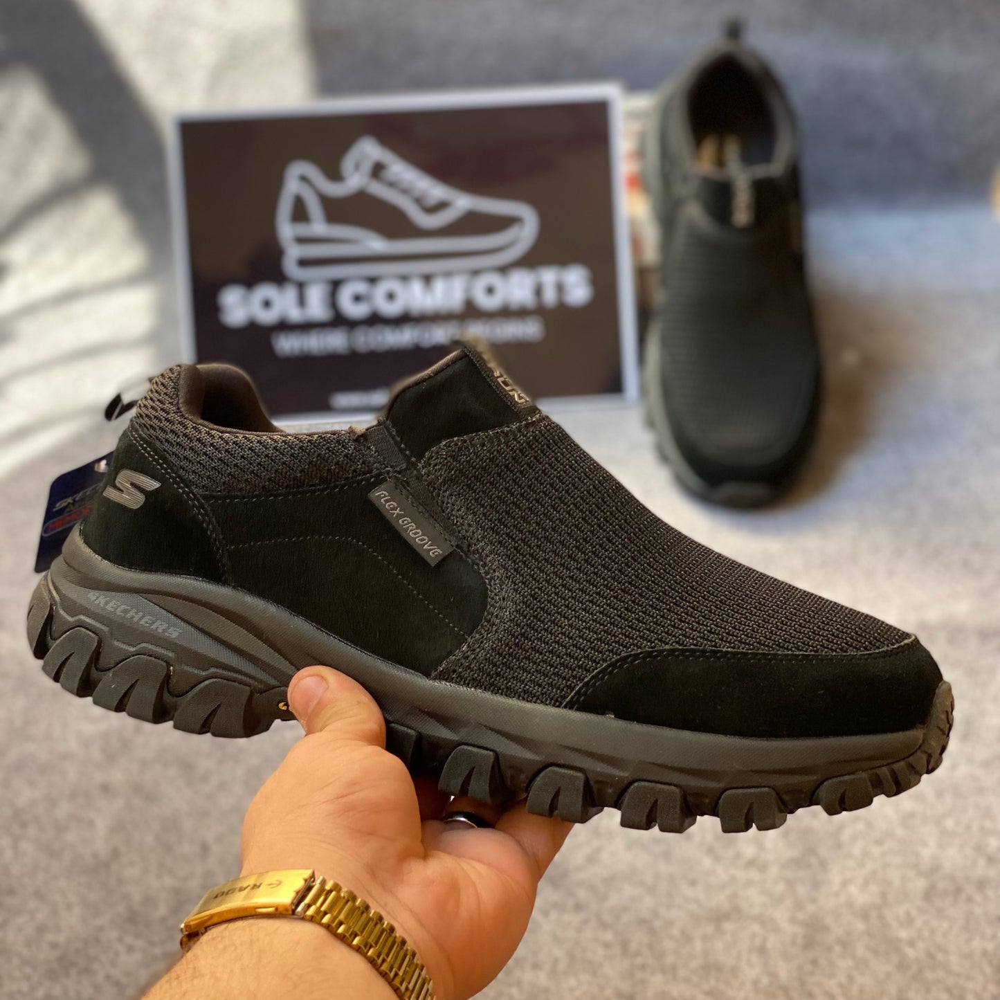 Sketcher DLux Trail Goodyear Sole (All Black)