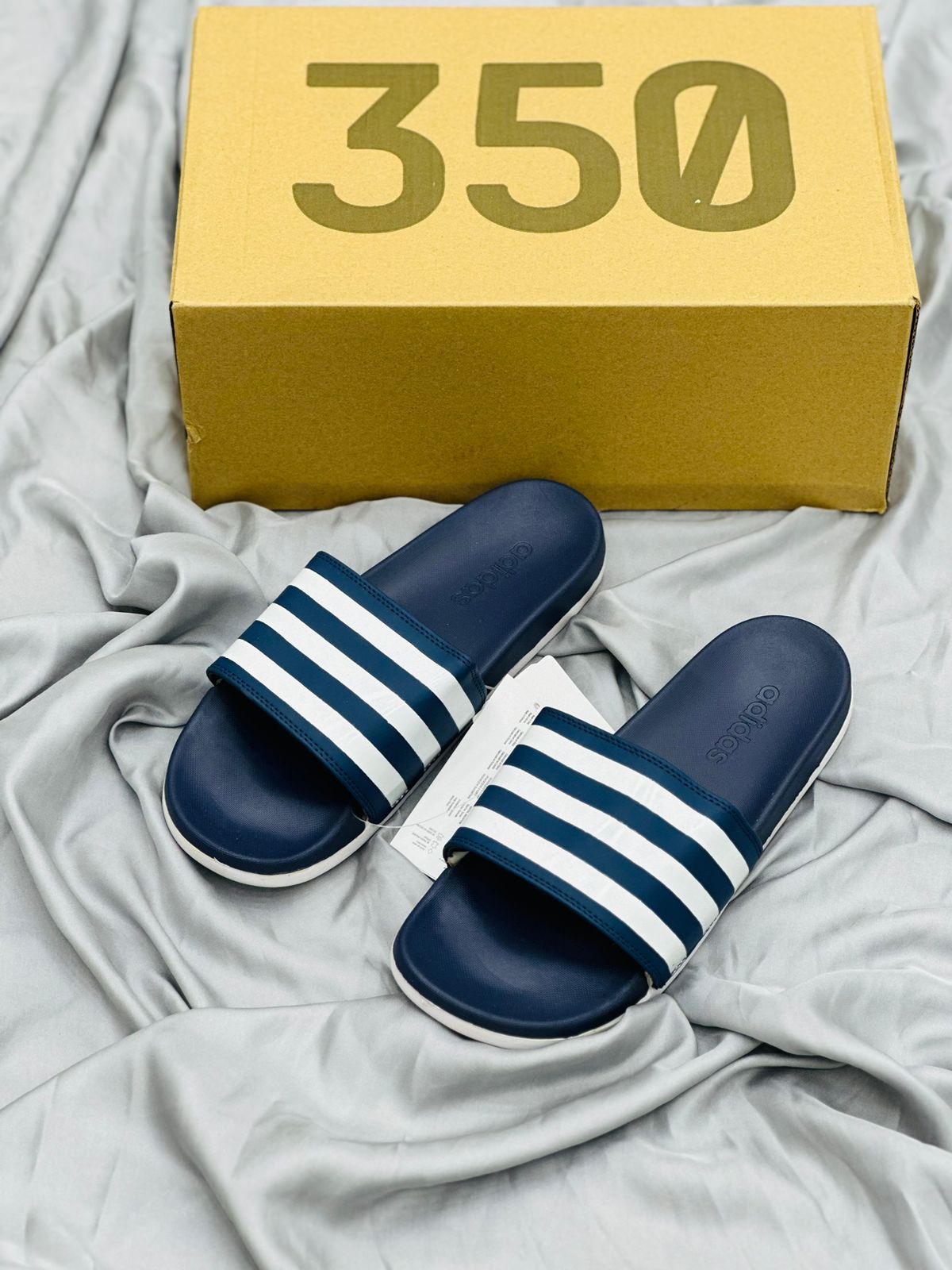 Adidas adilitte Slides Three Stripes - Blue and White