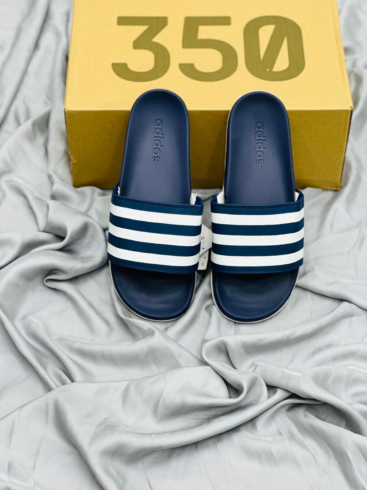 Adidas adilitte Slides Three Stripes - Blue and White